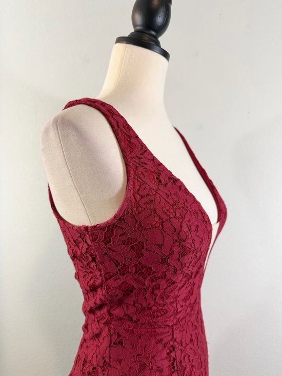 Lulus Everly Wine Red Lace Maxi Dress Size S Mermaid Flare Formal Wedding Party - Picture 6 of 14